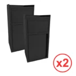 Lot de 2 poubelles snack GOLDINOX en inox peint noir avec plateau basculant et bac plastique amovible