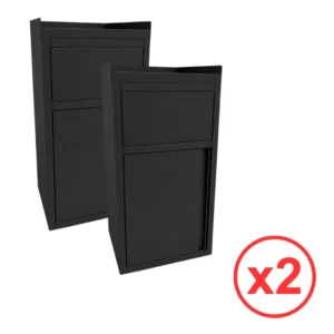 Lot de 2 poubelles snack GOLDINOX en inox peint noir avec plateau basculant et bac plastique amovible