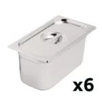 Lot de 3 bacs inox Vogue GN 1/3 avec couvercles