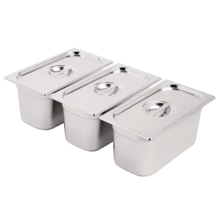 Lot de 3 bacs inox Vogue GN 1/3 avec couvercles – vue 2