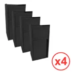Lot de 4 poubelles snack GOLDINOX en inox peint noir avec plateau basculant et bac plastique amovible