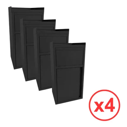 Lot de 4 poubelles snack GOLDINOX en inox peint noir avec plateau basculant et bac plastique amovible
