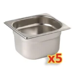 Lot de 5 bacs GN 1/6 Vogue pour comptoir à pizzas