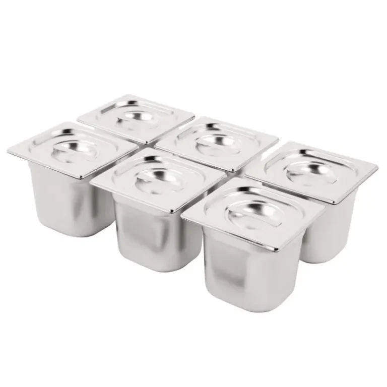 Lot de 6 bacs inox Vogue GN 1/6 avec couvercles – vue 2