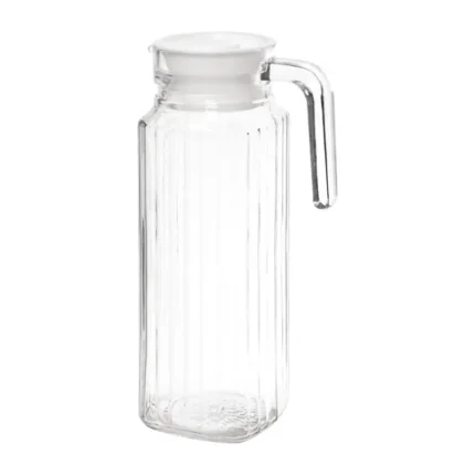 Pichet rainuré en verre Olympia 1 litre avec couvercle