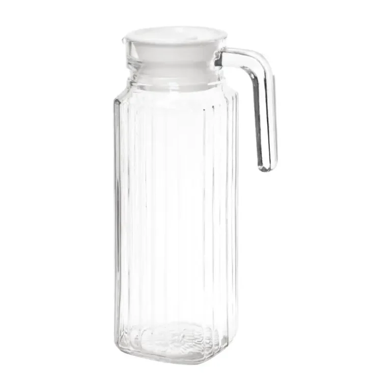 Pichet rainuré en verre Olympia 1 litre avec couvercle