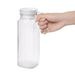 Pichet rainuré en verre Olympia 1 litre avec couvercle – vue 2