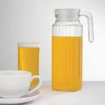 Pichet rainuré en verre Olympia 1 litre avec couvercle – vue 3