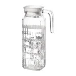 Pichet rainuré en verre Olympia 1 litre avec couvercle – vue 6