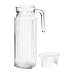 Pichet rainuré en verre Olympia 1 litre avec couvercle – vue 7