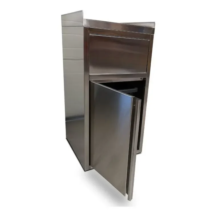 Poubelle snack GOLDINOX en inox avec plateau basculant et bac plastique amovible (PBN01) – vue 2