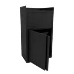Poubelle snack inox noir GOLDINOX, détail du plateau basculant de 430 x 230 mm