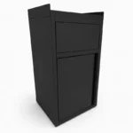 Poubelle snack inox noir GOLDINOX vue de profil sur pieds stabilisateurs
