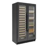 Refroidisseur à bière et vin double porte Polar Série G – 365 L – 13 étagères à vin – Noir