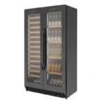 Refroidisseur à bière et vin double porte Polar Série G – 365 L – 13 étagères à vin – Noir
