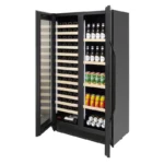 Refroidisseur à bière et vin double porte Polar Série G – 365 L – 13 étagères à vin – Noir
