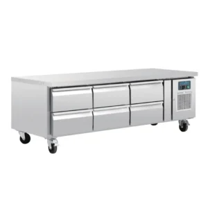 Soubassement réfrigéré positif Polar Série U – 6 tiroirs GN 1/1 – 317 L – 1795 mm – Inox