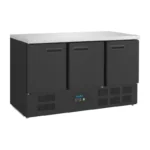 Table réfrigérée positive 3 portes noire Polar Série G – 368 L – 1370 mm – GN 1/1