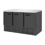 Table réfrigérée positive 3 portes noire Polar Série G – 368 L – 1370 mm – GN 1/1