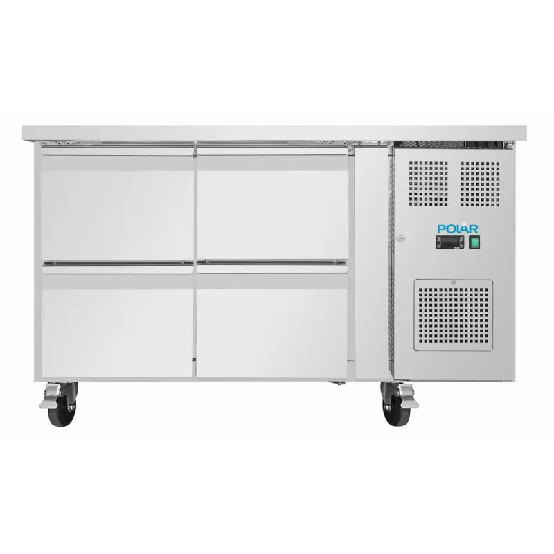 Table réfrigérée positive Polar Série U – 4 tiroirs GN 1/1 – 105 L – 1360 mm – Classe B