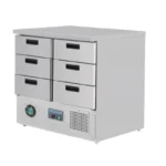Table réfrigérée positive 6 tiroirs Polar Série G – 240 L – GN 1/1 – 903 mm – Inox