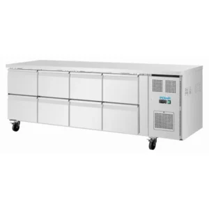 Table réfrigérée positive Polar Série U – 8 tiroirs GN – 211 L – 2230 mm – Inox – Classe 5