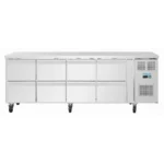 Table réfrigérée positive Polar Série U – 8 tiroirs GN – 211 L – 2230 mm – Inox – Classe 5