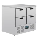 Table réfrigérée compacte 4 tiroirs Polar Série G – 240 L – 900 mm – GN 1/1 – Inox