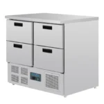 Table réfrigérée compacte 4 tiroirs Polar Série G – 240 L – 900 mm – GN 1/1 – Inox