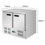Table réfrigérée négative 2 portes Polar Série G – 240 L – 943 mm – GN 1/1 – Inox