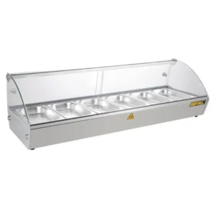 Vitrine chauffante à poser Buffalo 120 cm vitrée pour 6 bacs GN 1/3