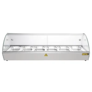 Vitrine chauffante à poser Buffalo 120 cm vitrée pour 6 bacs GN 1/3 – vue 2