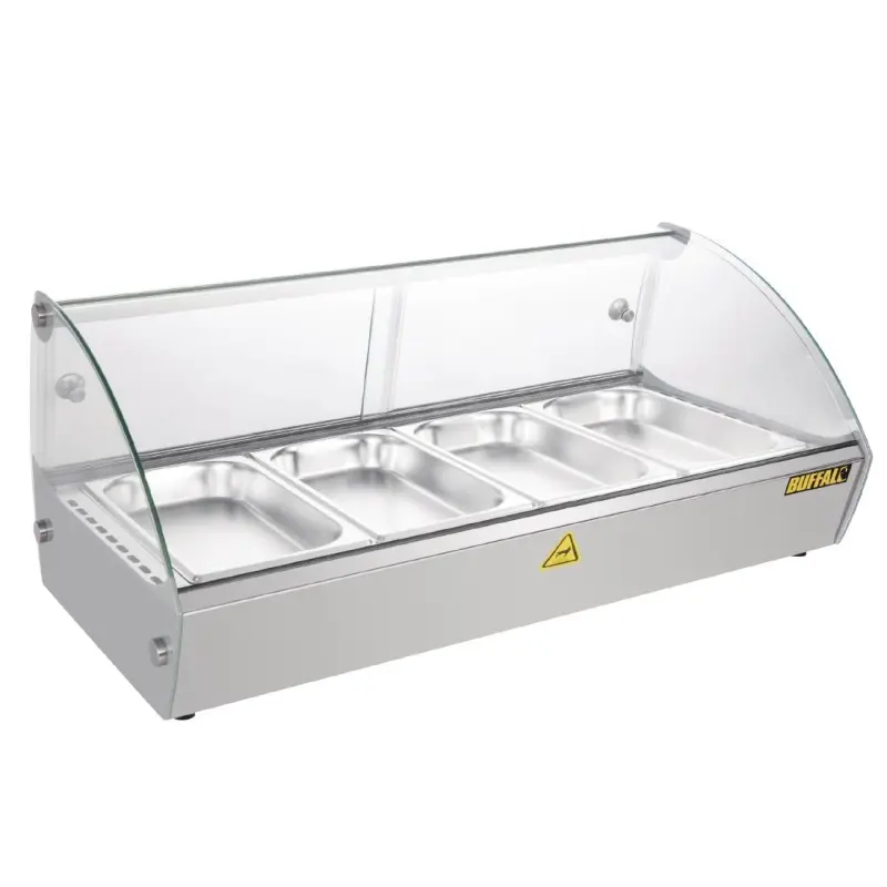 Vitrine chauffante à poser Buffalo 80 cm vitrée pour 4 bacs GN 1/3 Vitrine chauffante à poser Buffalo 80 cm vitrée pour 4 bacs GN 1/3