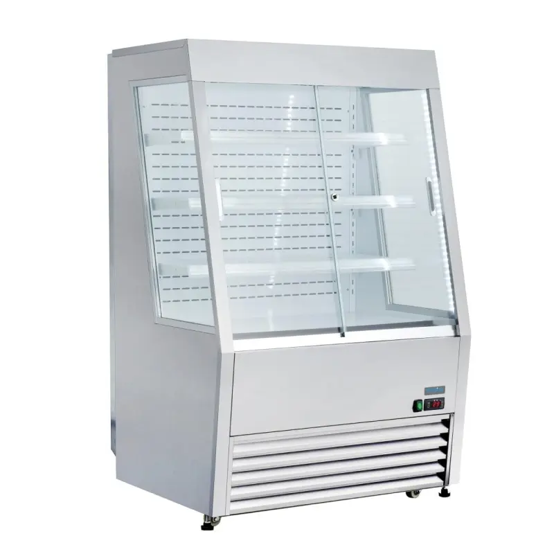 Vitrine réfrigérée libre-service Polar Série G – 390 L – Portes coulissantes – 918 mm – Inox