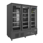 Vitrine réfrigérée négative 3 portes Polar Série G – 1156 L – Noire – LED couleur – 12 étagères