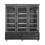 Vitrine réfrigérée négative 3 portes Polar Série G – 1156 L – Noire – LED couleur – 12 étagères