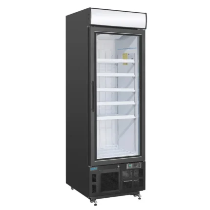 Vitrine réfrigérée négative à caisson lumineux Polar Série G – 412 L – Noire – 680 mm