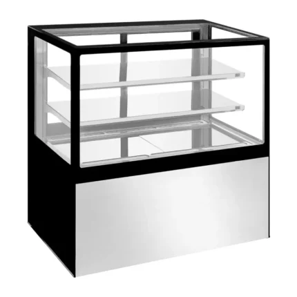 Vitrine pâtissière réfrigérée Polar Série U – 385 L – 4 faces vitrées – 1200 mm – Inox