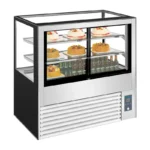Vitrine pâtissière réfrigérée Polar Série U – 385 L – 4 faces vitrées – 1200 mm – Inox