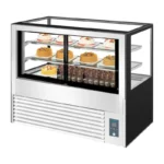 Vitrine pâtissière réfrigérée Polar Série U – 485 L – 4 faces vitrées – 1500 mm – Inox