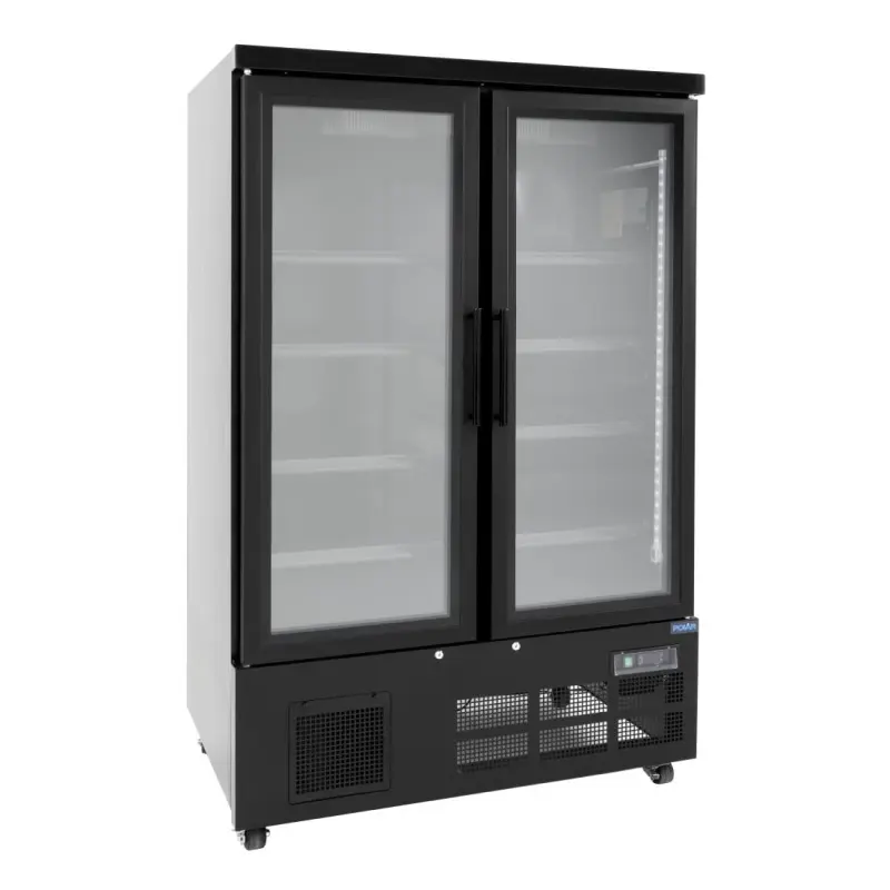 Vitrine réfrigérée positive 2 portes Polar Série G – 744 L – Noire – LED couleur – Classe B
