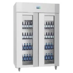 Vitrine réfrigérée positive 2 portes vitrées Polar Série U – 1400 L – Inox – Classe B