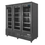 Vitrine réfrigérée positive 3 portes Polar Série G – 1156 L – Noire – LED couleur – 12 étagères