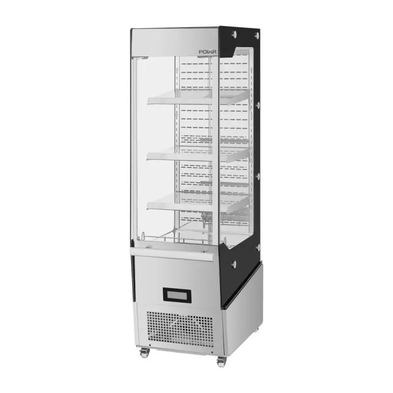 Vitrine réfrigérée positive libre-service slimline Polar Série G – 220 L – 512 mm – Inox et verre