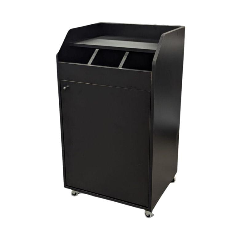 Desserte compacte noire Desserte de service compacte en bois noir, version compacte avec 4 roulettes dont 2 freins, idéale pour un usage en cuisine ou salle de service