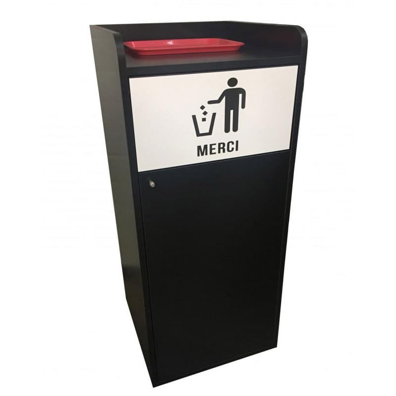 Poubelle mobile en bois noir 100L