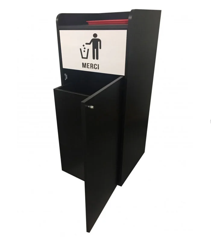 Poubelle mobile en bois noir 100L - vue 2
