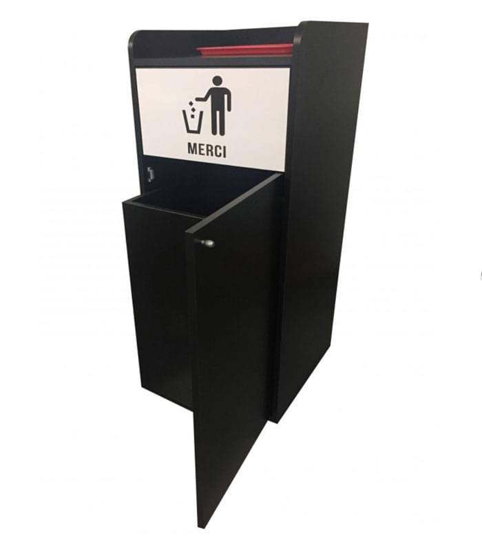 Poubelle mobile en bois noir 100L - vue 2