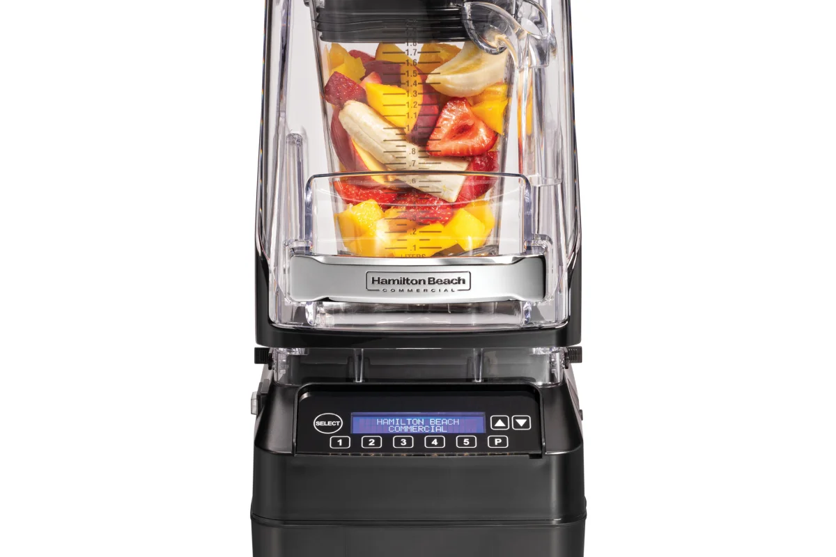 Blender professionnel Hamilton Beach Commercial Eclipse HBH755R avec fruits, photo officielle du fabricant